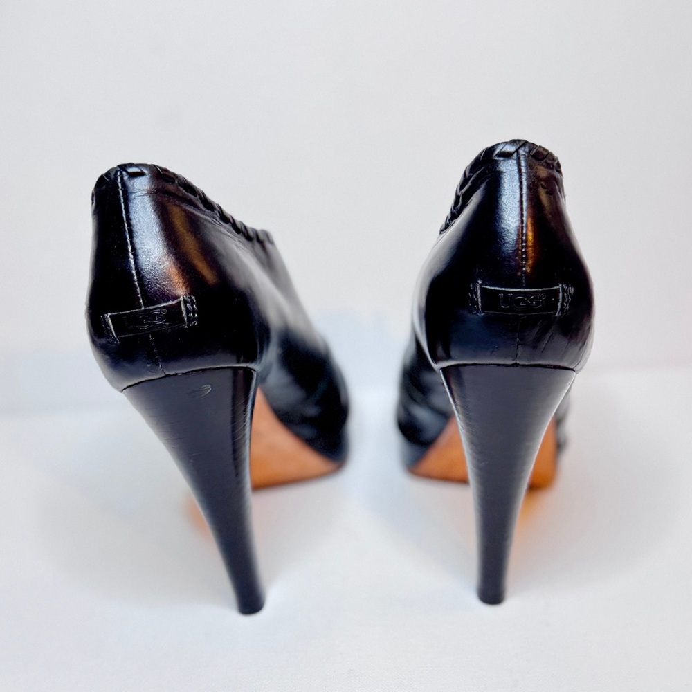 ✨ HOST PICK ✨UGG Jamison Black Leather Platform Heeled Ankle Booties Women’s 8.5 - Picture 7 of 11